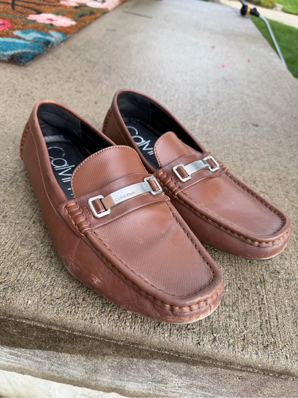 Calvin Klein Men's Tan Leather Bit Loafers
